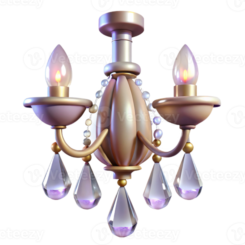 dramatic abstract Elegant 3D Crystal Chandelier Illustration premium png
