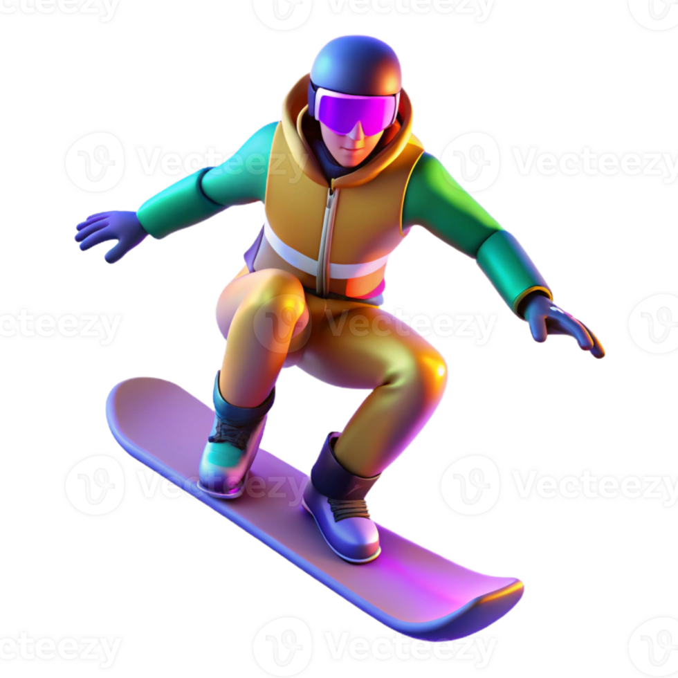 extraordinary abstract 3D Illustration Snowboarder Action high resolution png
