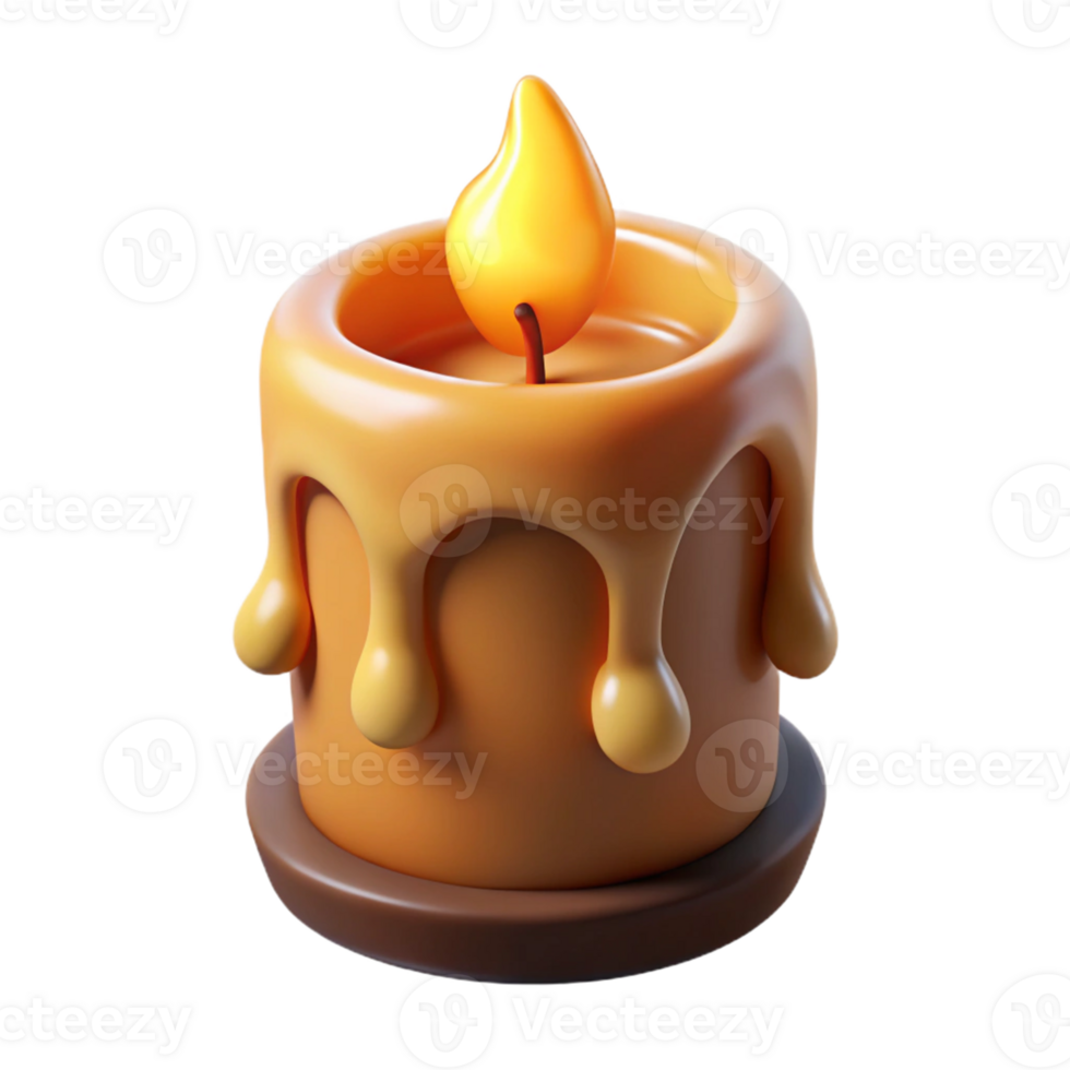 serene classic Melted Wax 3D Candle Illustration high resolution png