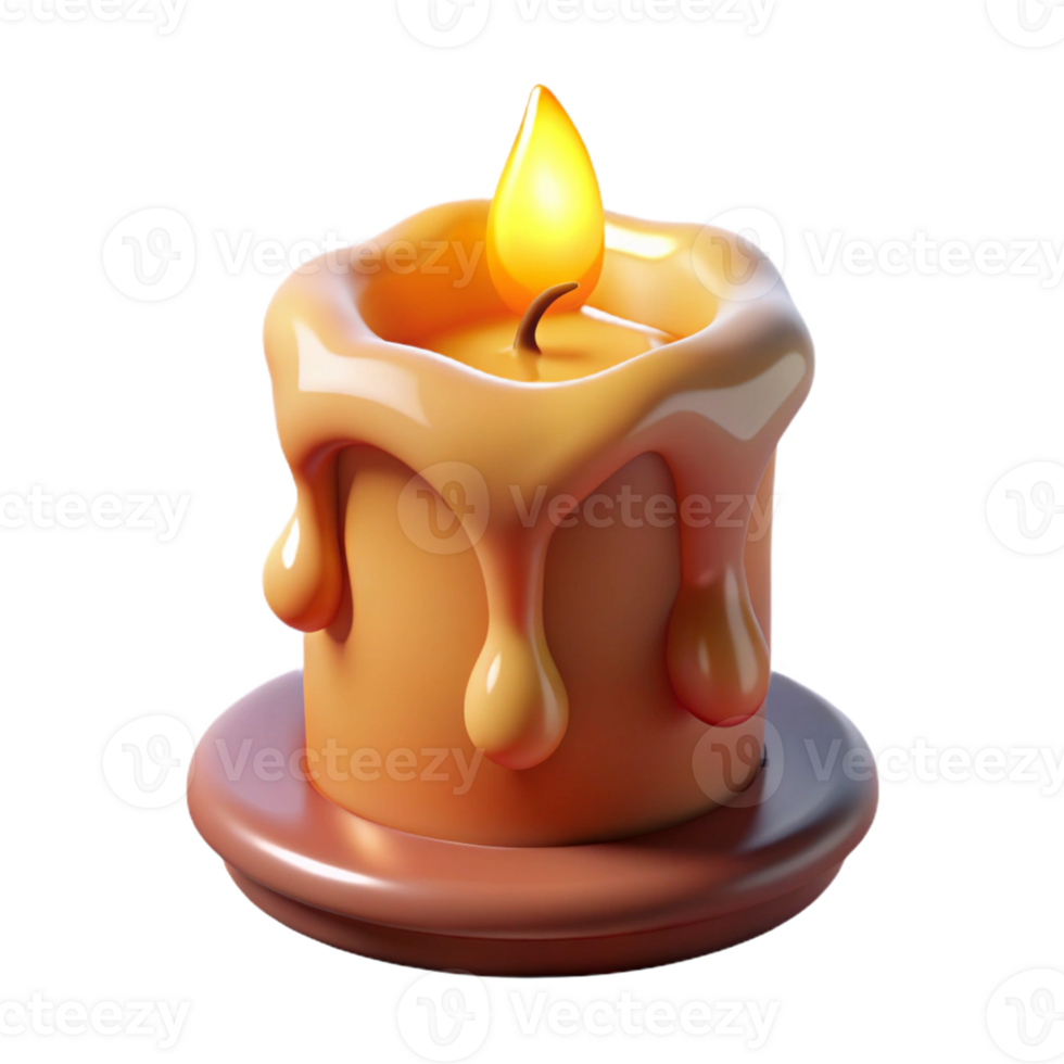 serene modern Melting Wax Candle 3D Render high quality png