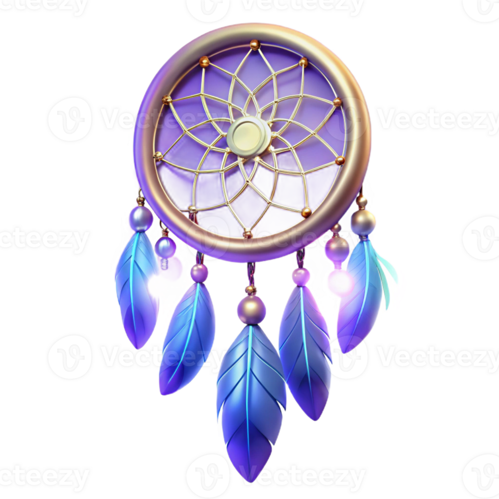 elegant abstract Purple Dreamcatcher 3D Render professional png