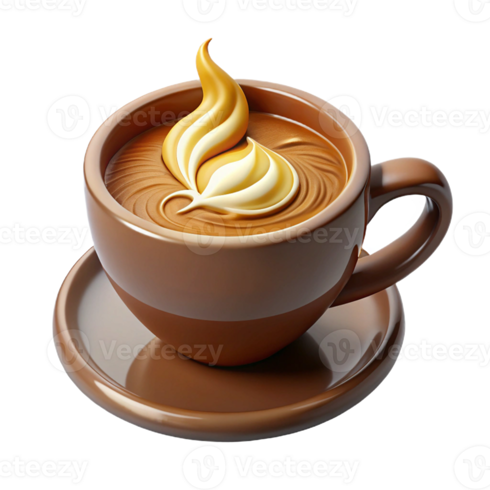 vibrant minimalist 3D Illustration of Coffee Cup with Creamy Design genuine png