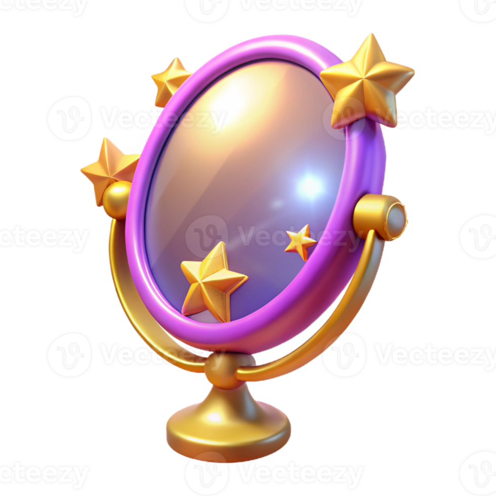 impressive traditional Enchanted 3D Mirror Illustration with Stars authentic png