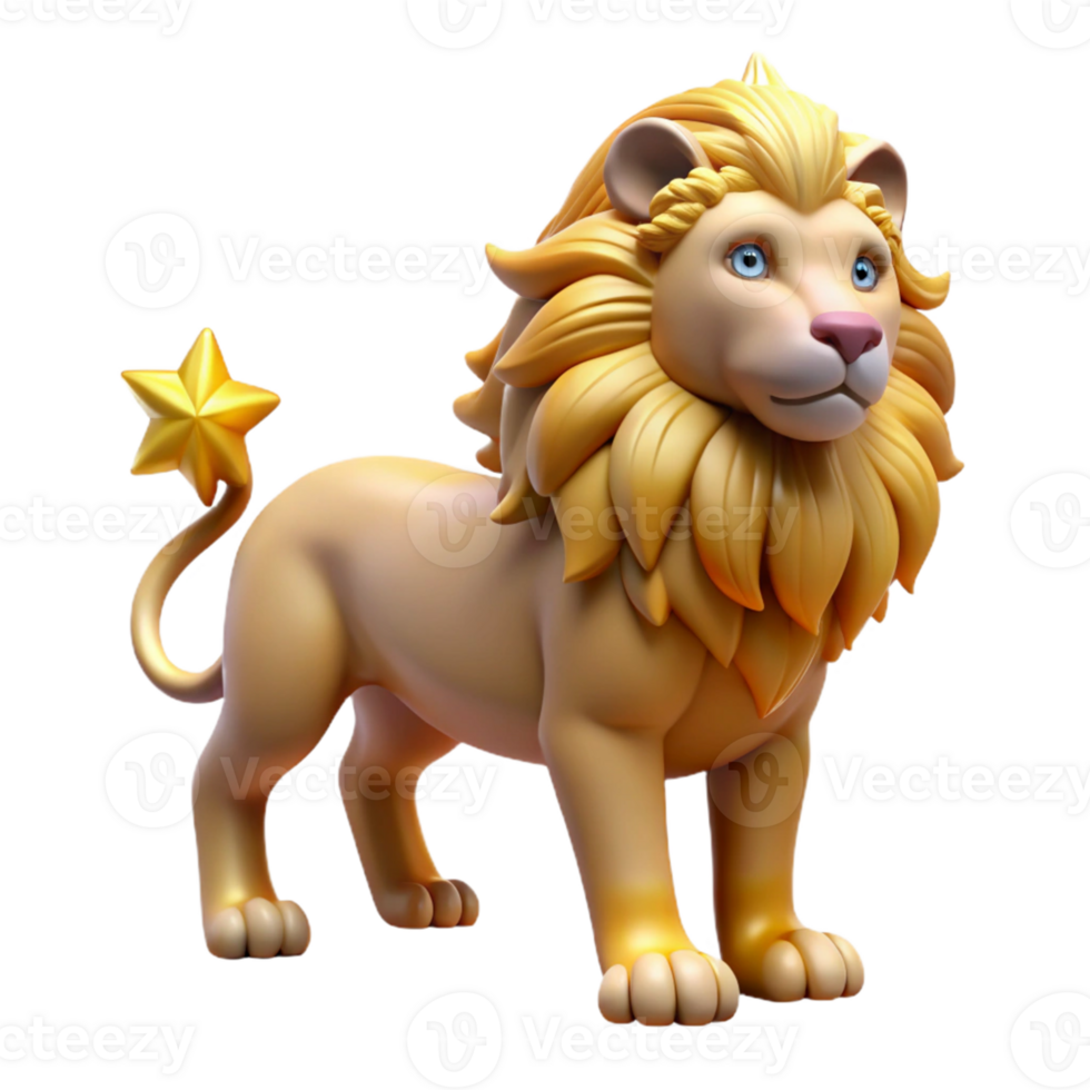 beautiful rustic 3D Cartoon Lion with Star Tail original png