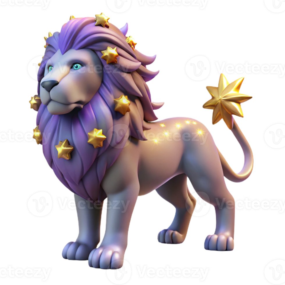 magnificent contemporary 3D Render Starry Lion high resolution png