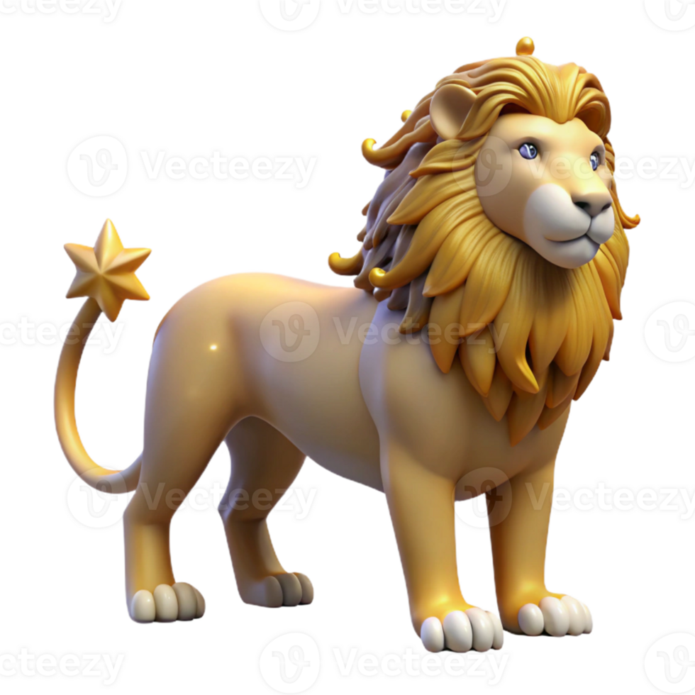beautiful vintage Golden Lion 3D Render high quality png