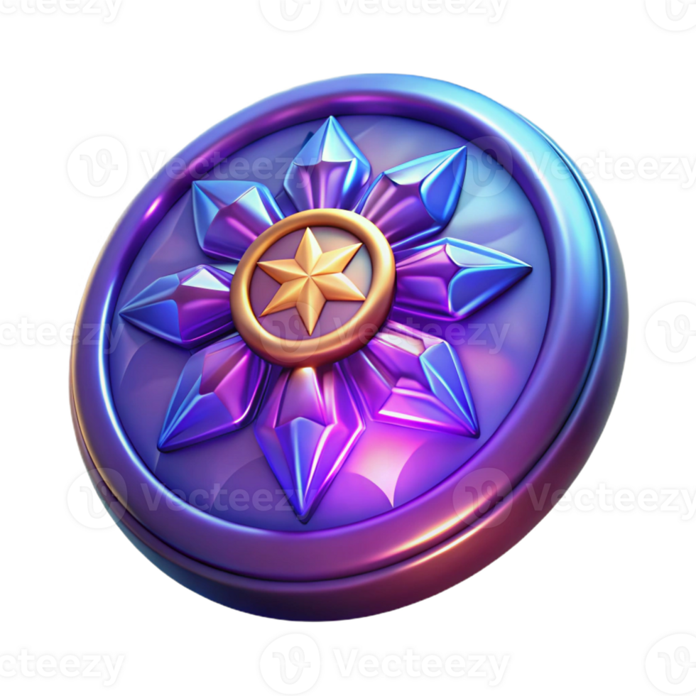 beautiful rustic 3D Render Purple Crystal Star Emblem high resolution png