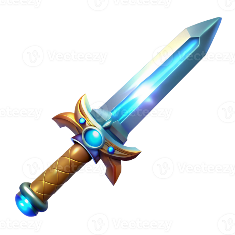 vibrant modern Glowing Fantasy Dagger 3D Illustration authentic png