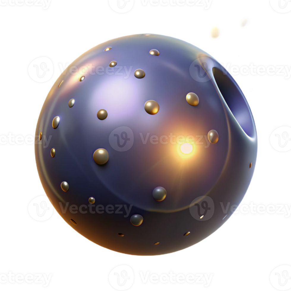magnificent contemporary Abstract 3D Sphere with Golden Dots professional png