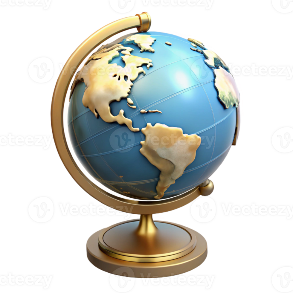 wonderful classic 3D Render Golden Globe Model authentic png