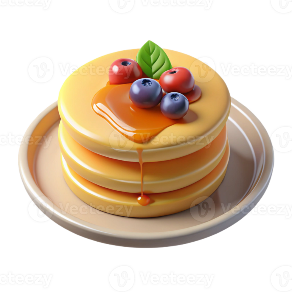 extraordinary contemporary 3D Render of Delicious Pancakes with Berries premium png