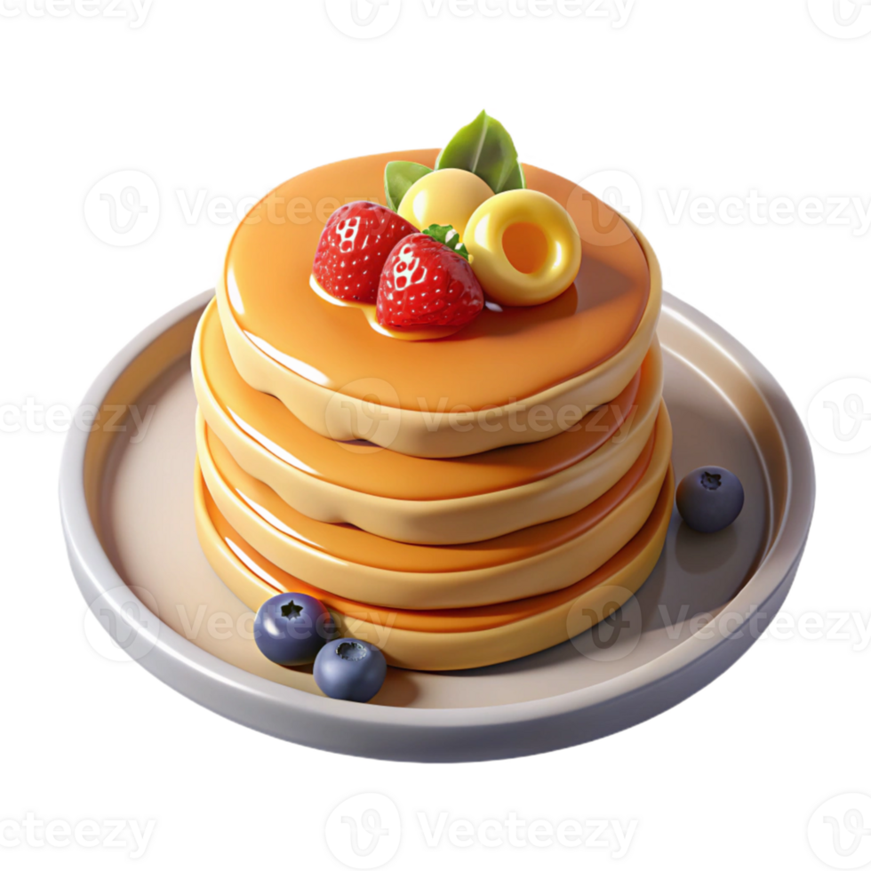 beautiful classic 3D Render of Delicious Pancakes authentic png