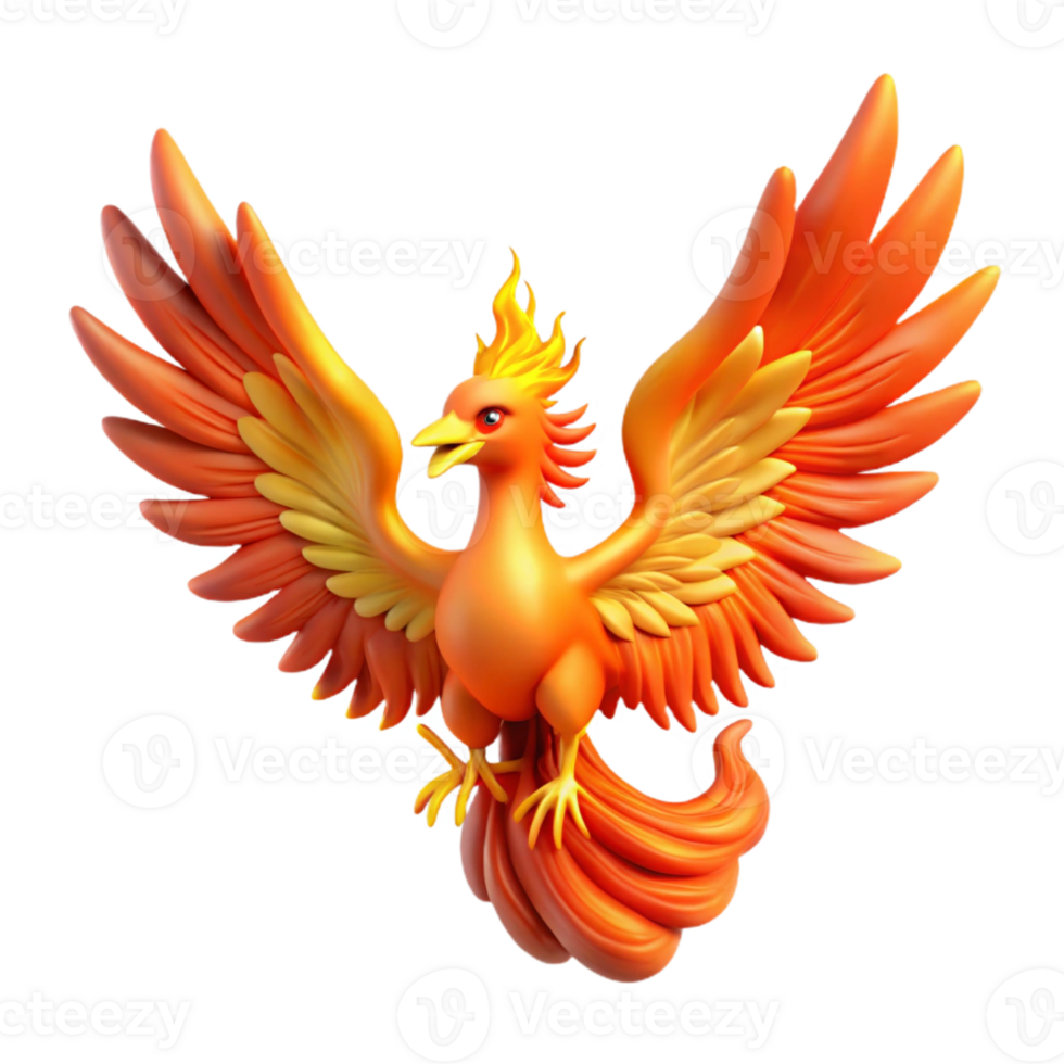 magnificent minimalist 3D Render Fiery Phoenix Illustration professional png