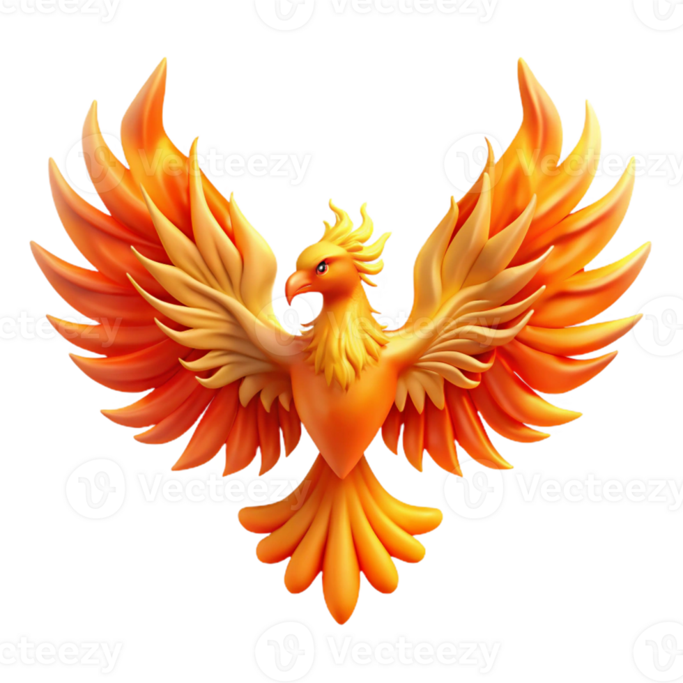 wonderful creative Fiery Phoenix 3D Illustration high resolution png