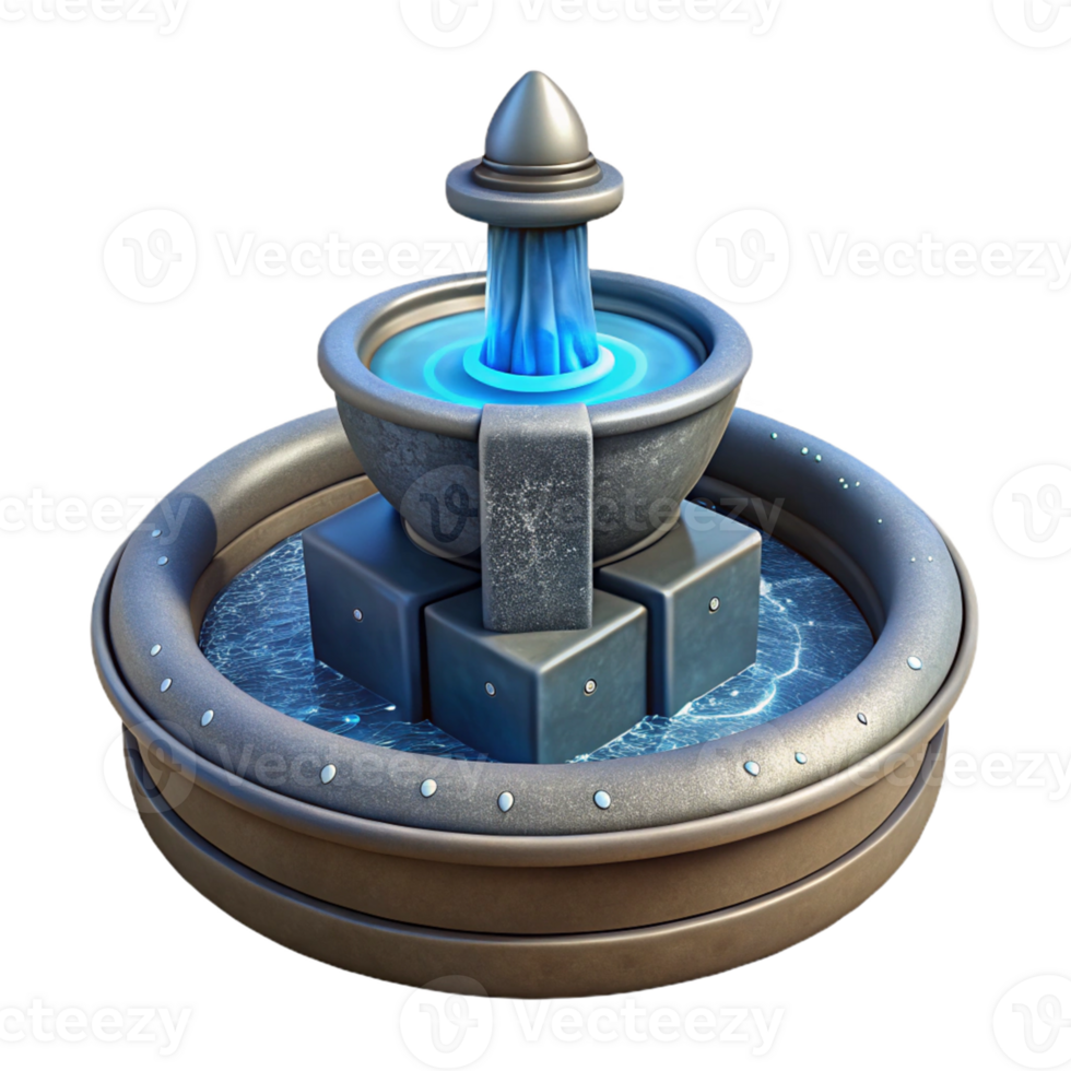 serene contemporary 3D Render of a Futuristic Fountain authentic png
