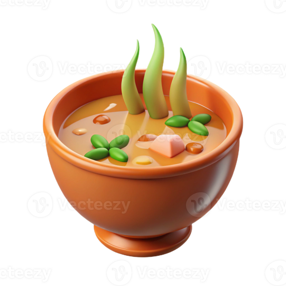 magnificent artistic 3D Render of Soup in Bowl premium png