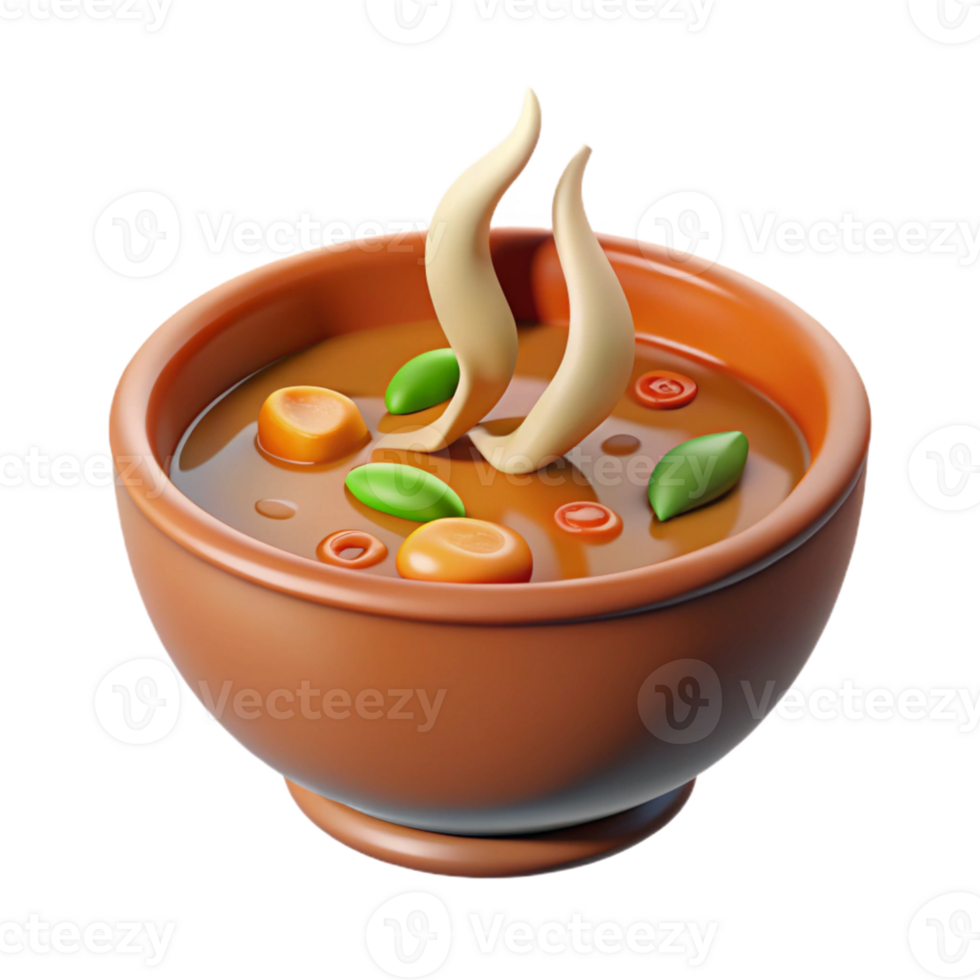 impressive modern 3D Render of Steaming Bowl of Soup 4K png