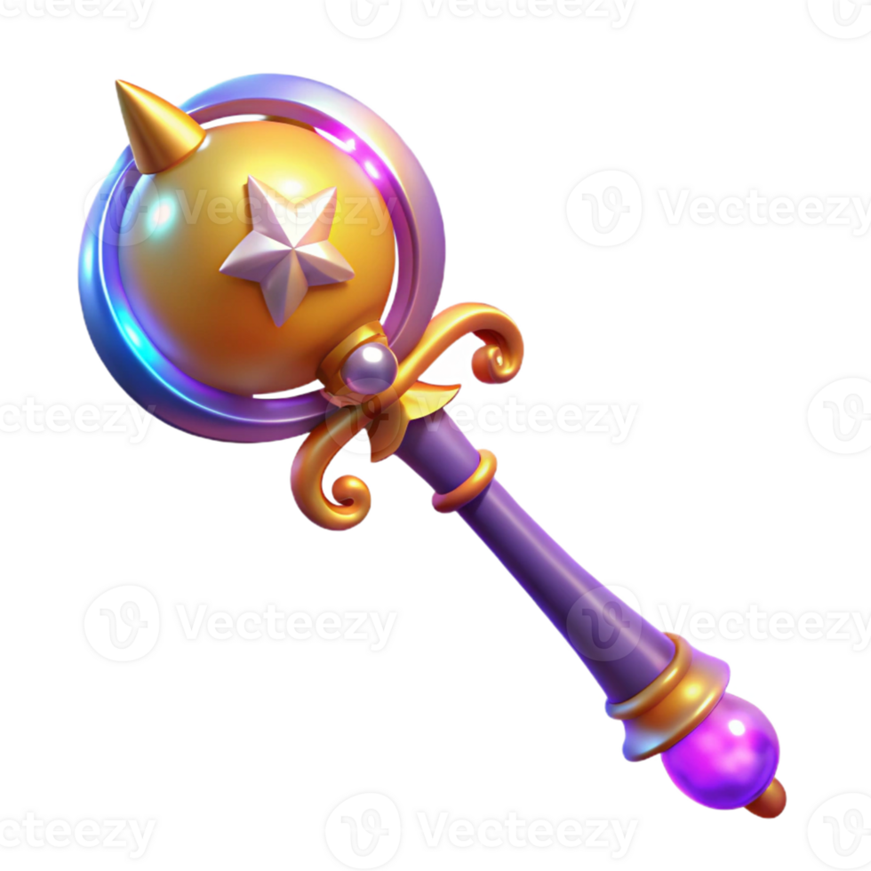 serene abstract Enchanted 3D Wand Illustration 4K png