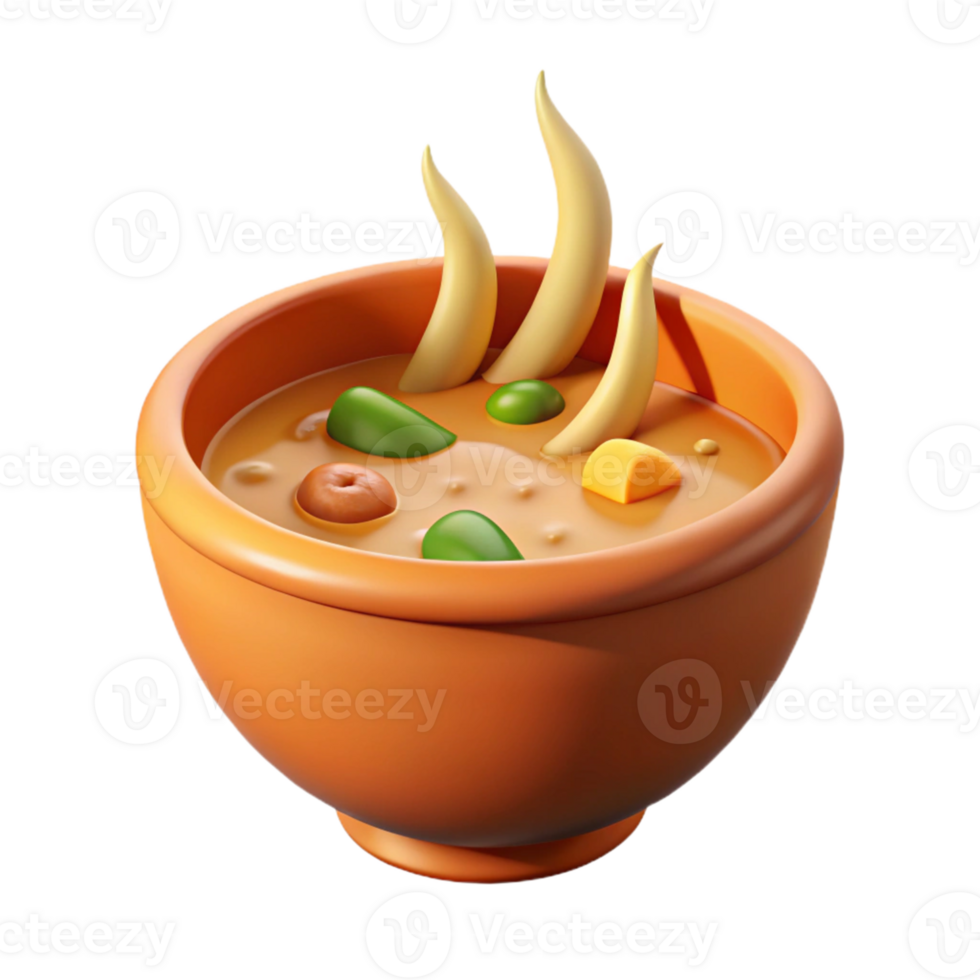 magnificent artistic 3D Render of a Delicious Vegetable Soup detailed png