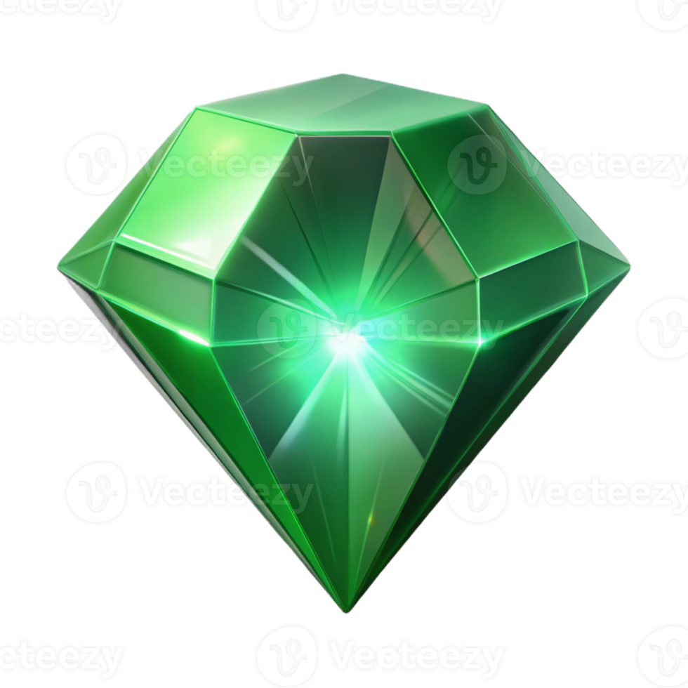elegant traditional Glowing Green Gem 3D Render high quality png