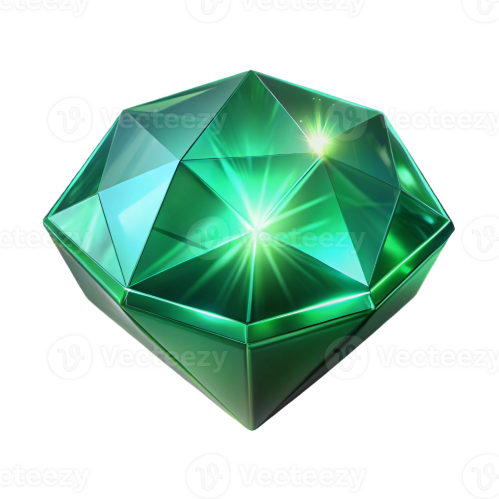 beautiful modern Luminous Green Gem 3D Render professional png