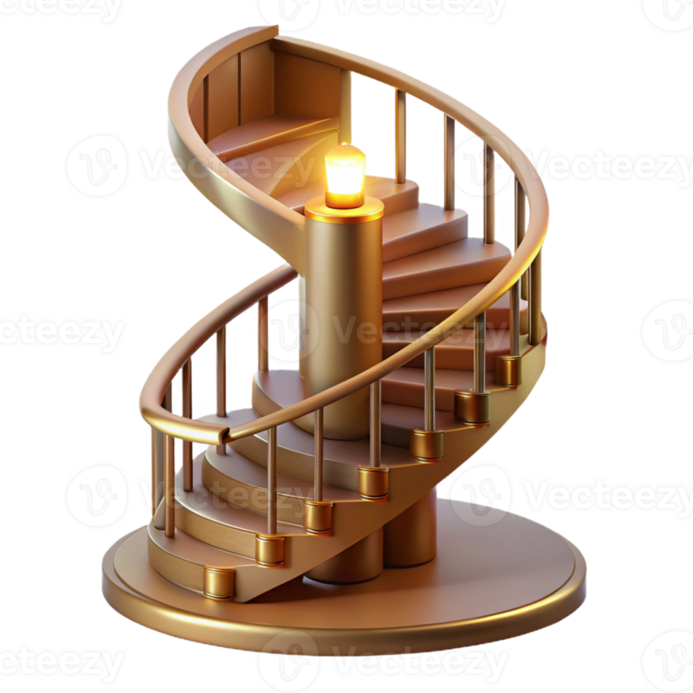 wonderful abstract Golden Spiral Staircase 3D Render detailed png