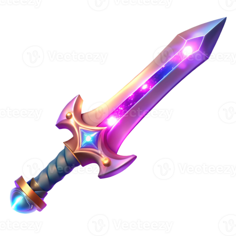 beautiful contemporary Glowing Fantasy Sword Illustration original png