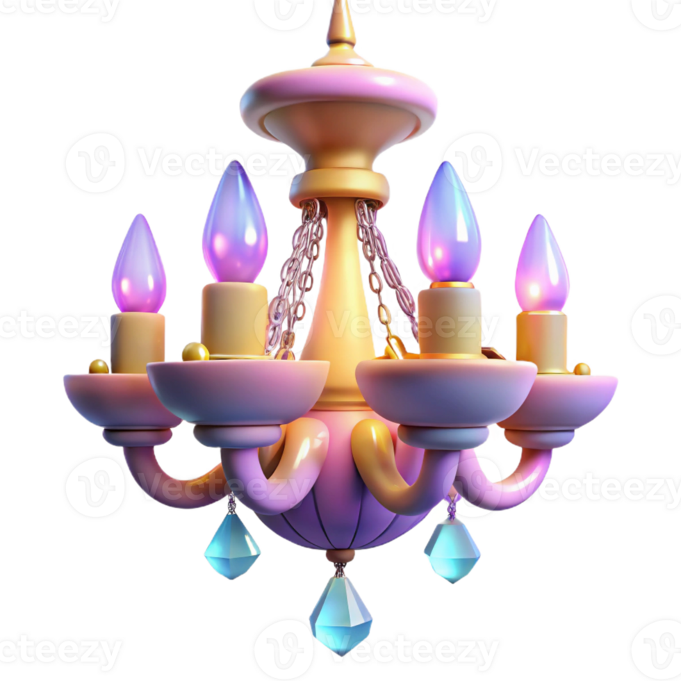 magnificent contemporary Pink Crystal Chandelier 3D Render authentic png