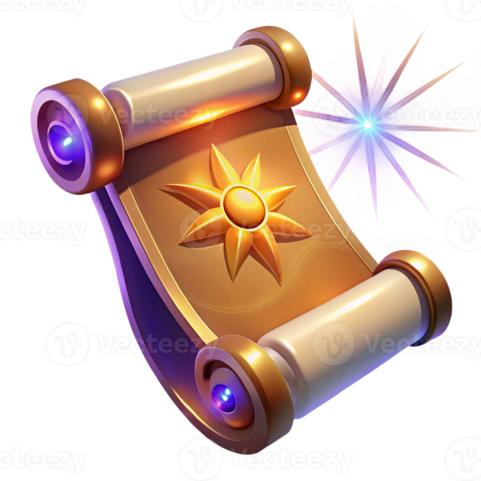 dramatic abstract Golden Scroll 3D Illustration original png