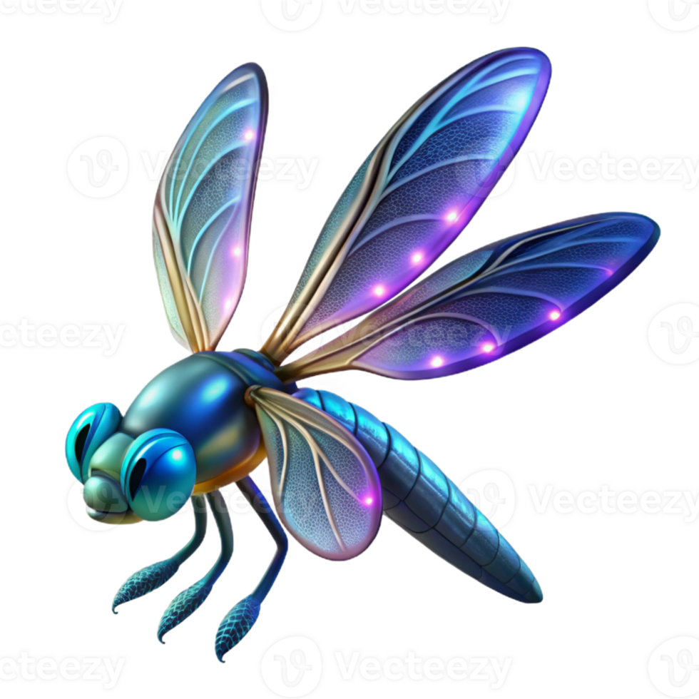 stunning artistic Luminous Dragonfly 3D Illustration exclusive png