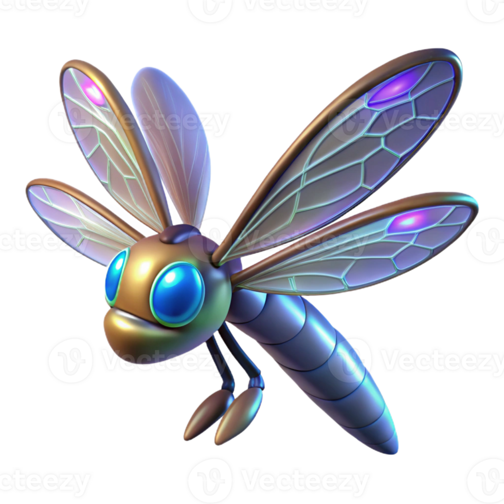 dramatic creative 3D Dragonfly Illustration, Glowing Wings high quality png