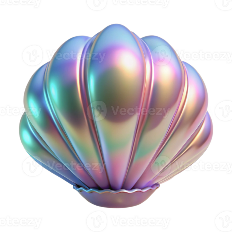 vibrant artistic Iridescent 3D Shell Render authentic png