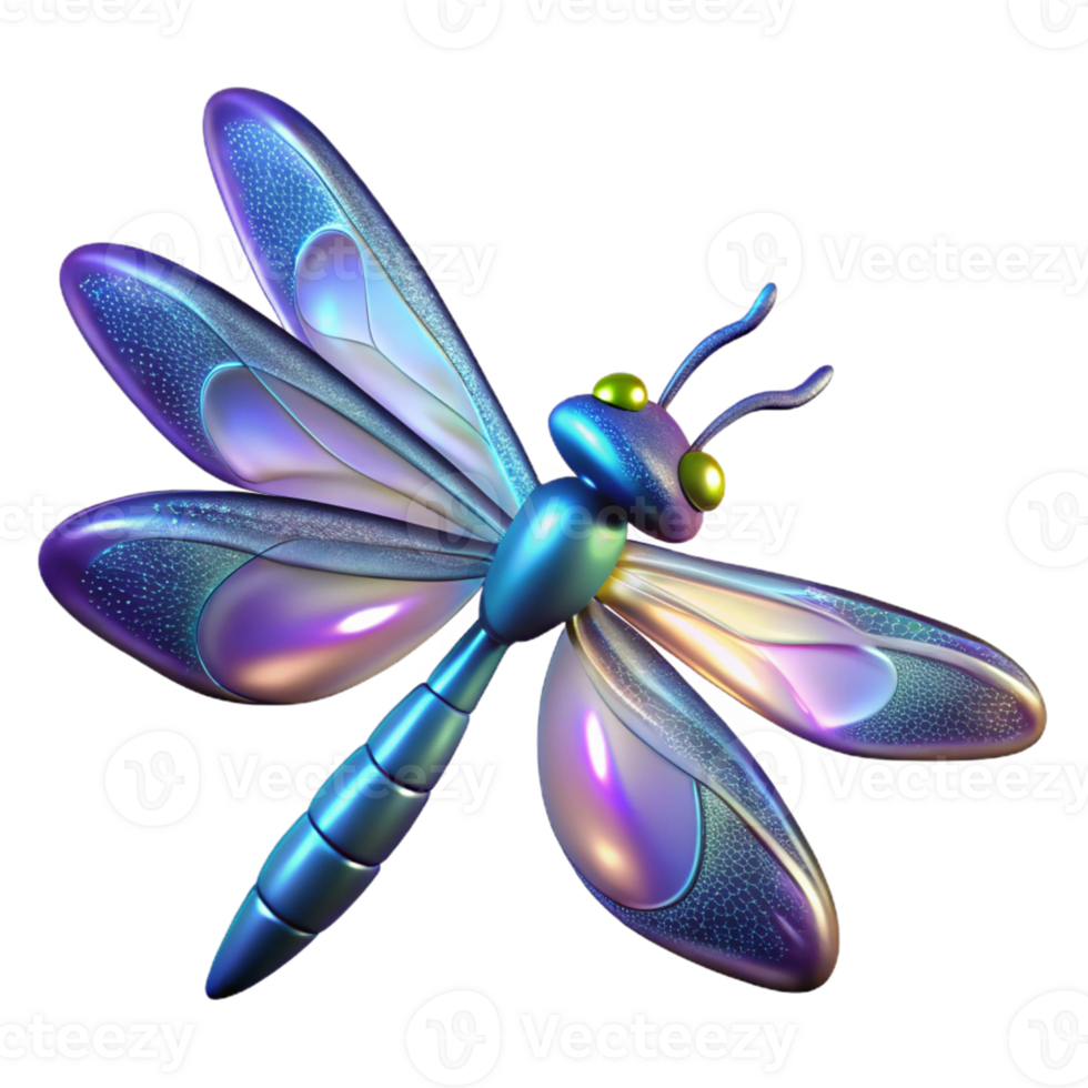 stunning vintage 3D Dragonfly Illustration Iridescent Wings Insect Art high resolution png