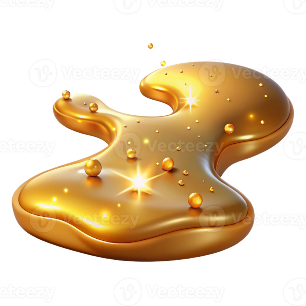 impressive vintage Golden Liquid Abstract 3D Render original png