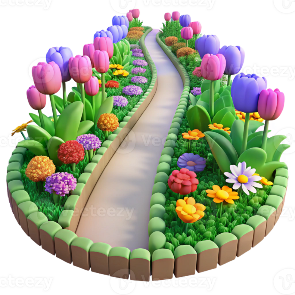 stunning abstract Cartoon Garden Path 3D Illustration premium png