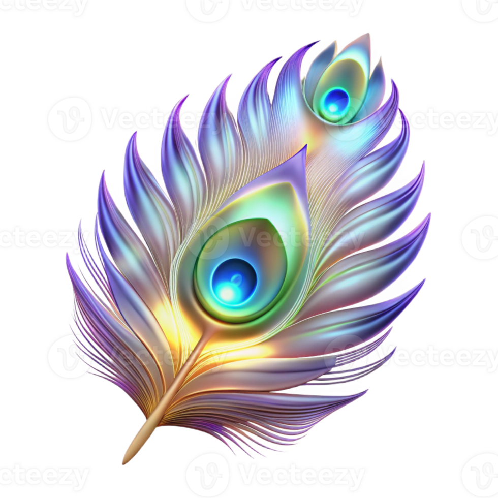 vibrant vintage Vibrant Peacock Feather 3D Illustration authentic png