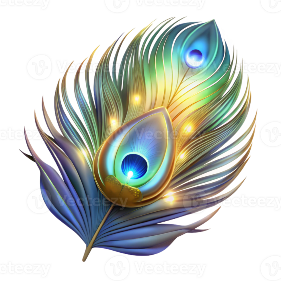 impressive creative Luminous Peacock Feather 3D Illustration detailed png