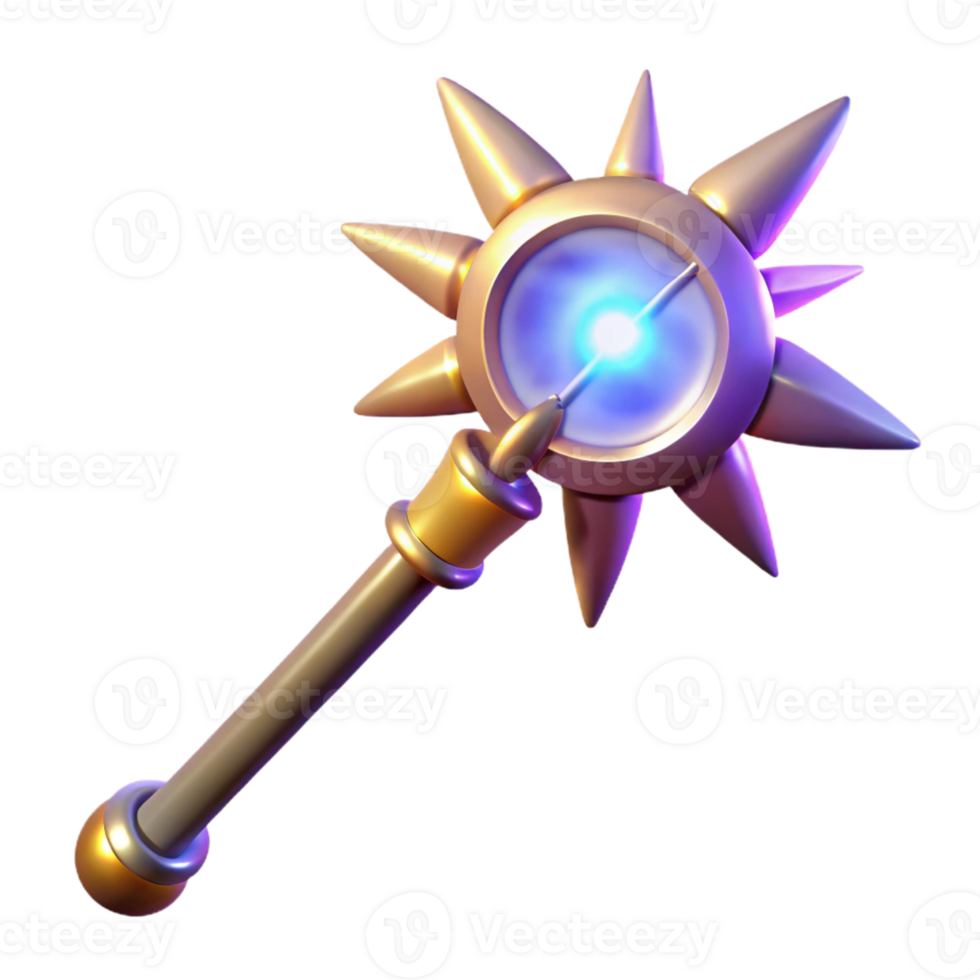 stunning vintage 3D Render of a Magical Star-Shaped Mace high quality png