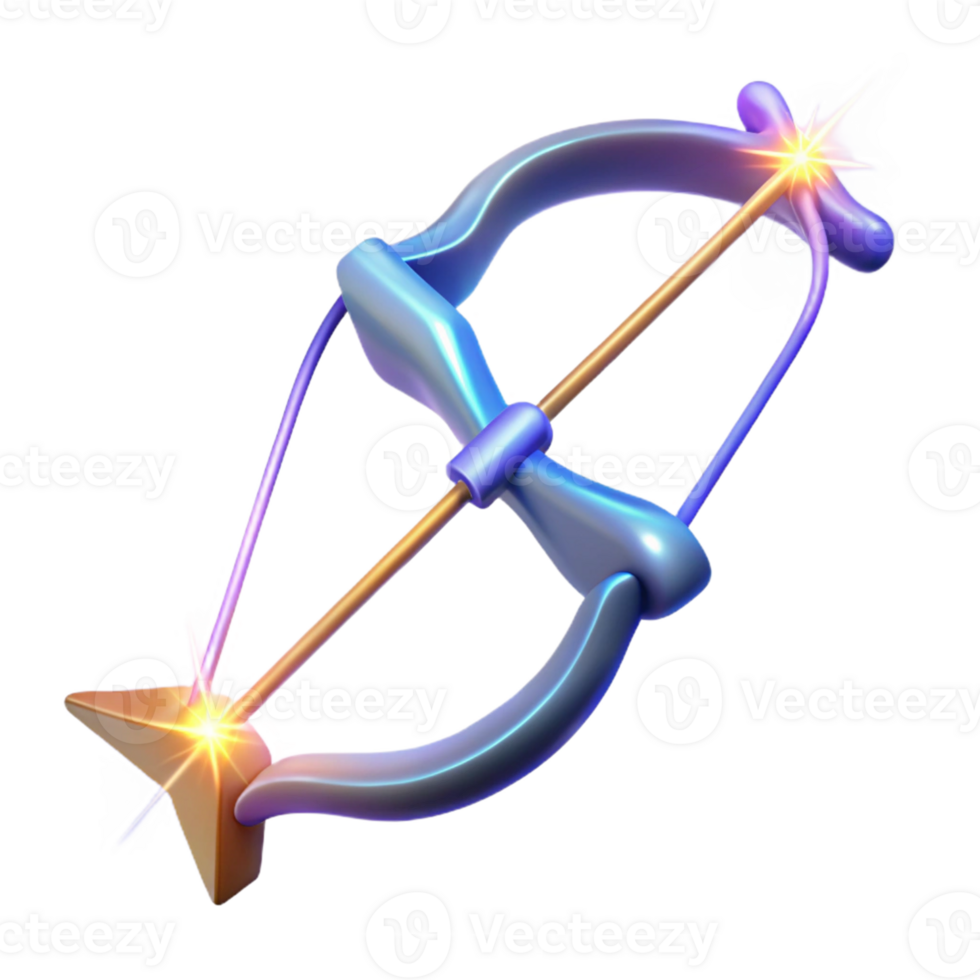 wonderful vintage Glowing 3D Bow and Arrow Illustration high resolution png