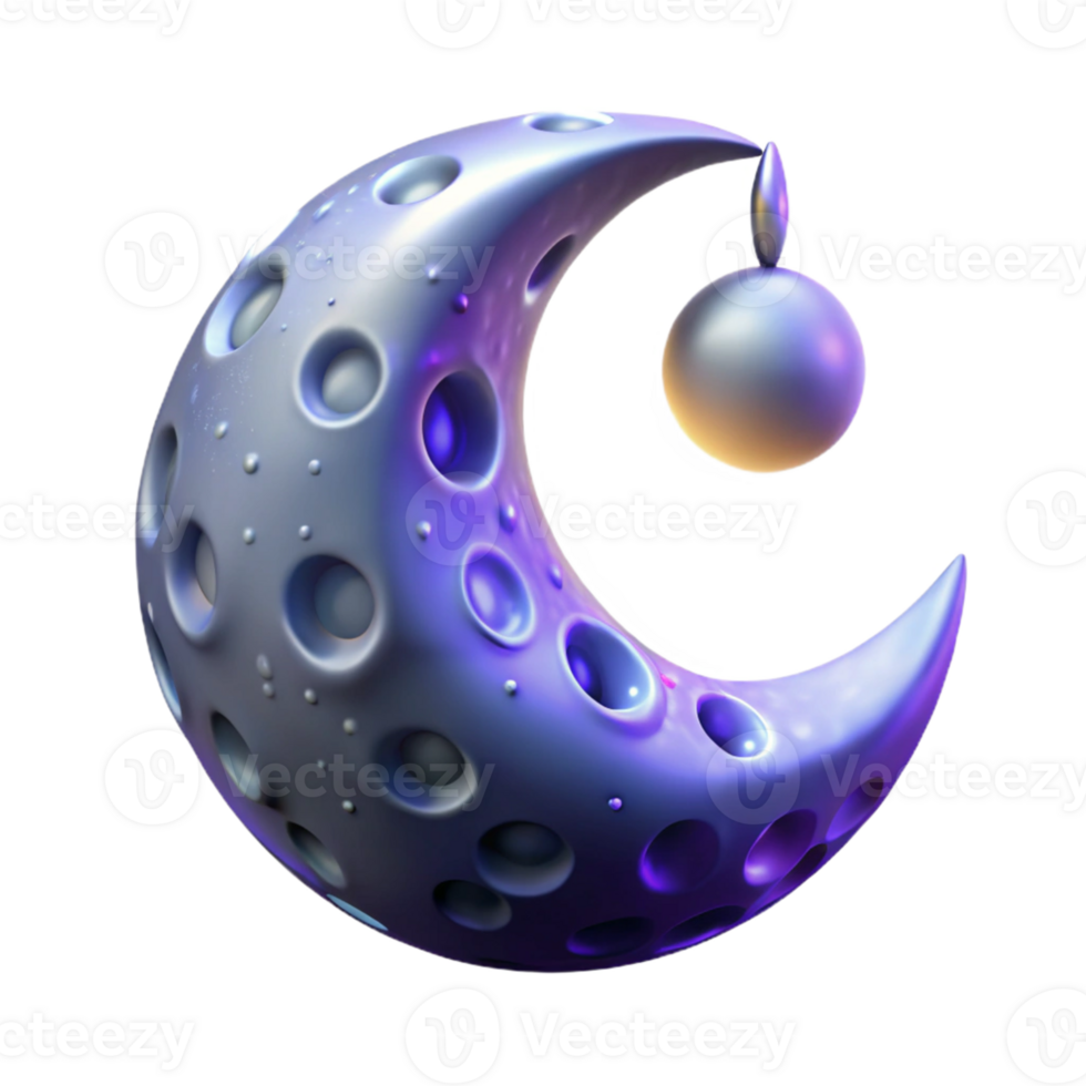 beautiful abstract Crescent Moon 3D Render 4K png