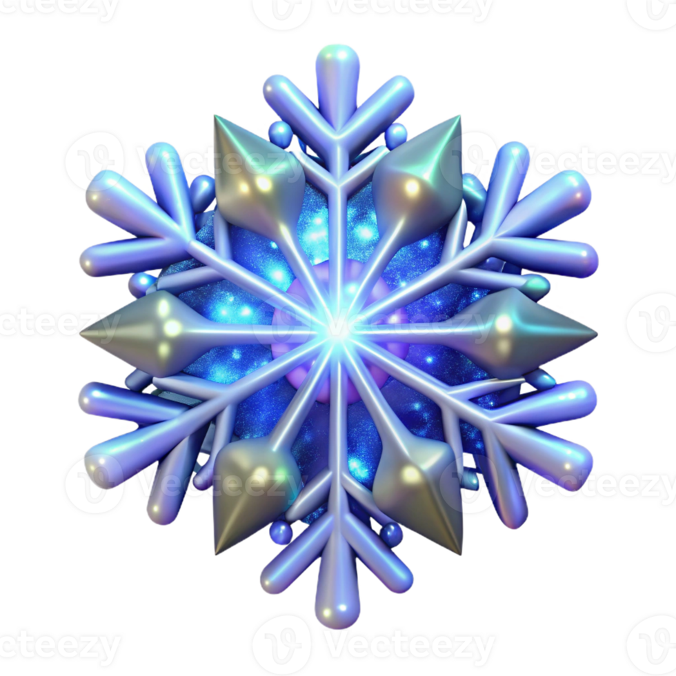 serene minimalist 3D Sparkling Snowflake Illustration original png