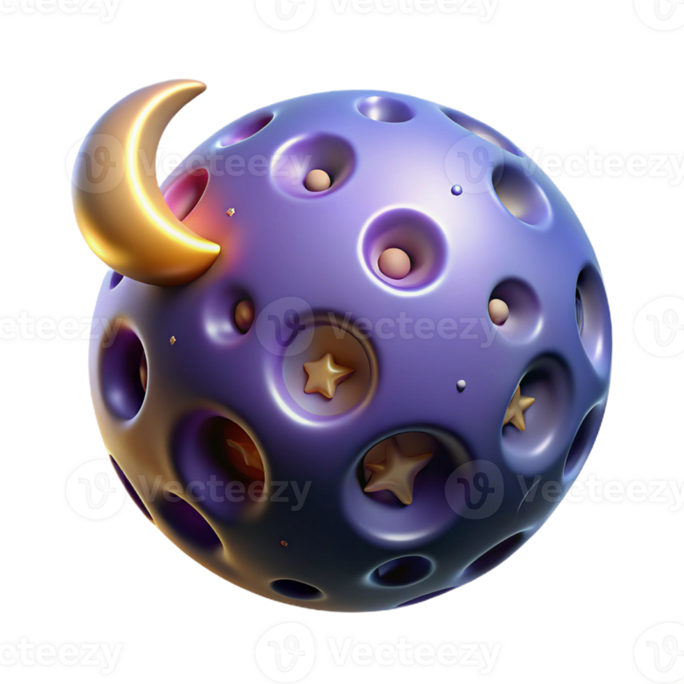 impressionante clássico celestial 3d render lua Alto resolução png