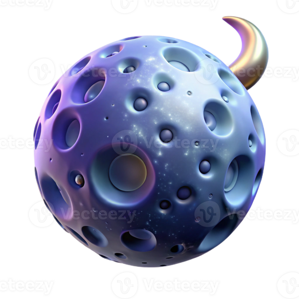 impressive artistic 3D Render of a Celestial Body with Crescent Moon professional png