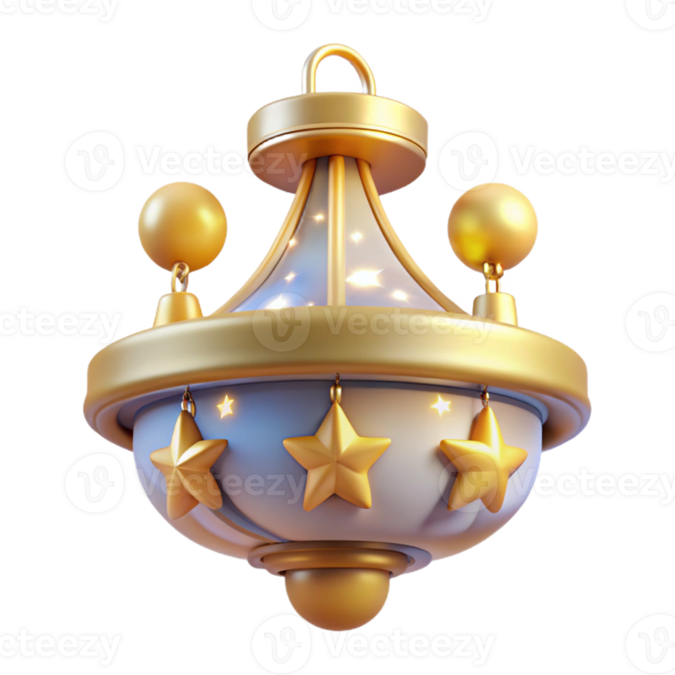 stunning vintage 3D Render Golden Starry Chandelier high quality png