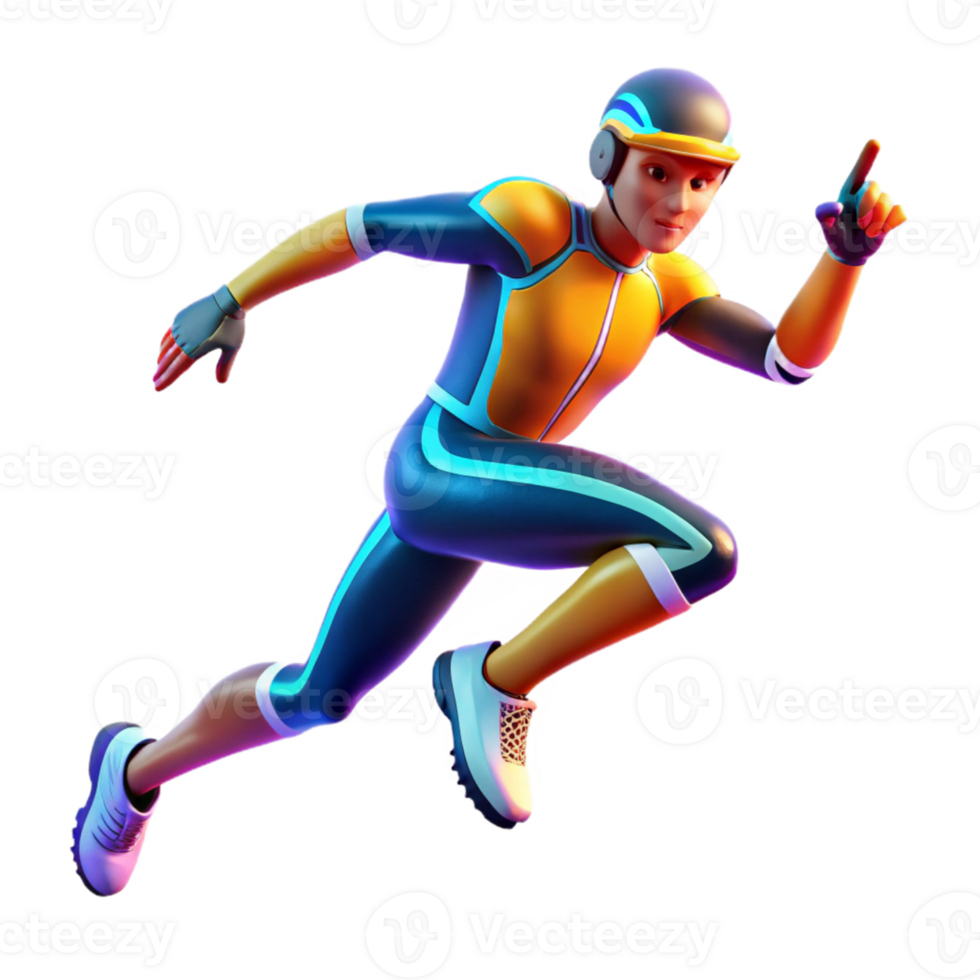 impressive minimalist 3D Illustration Dynamic Running Athlete high resolution png