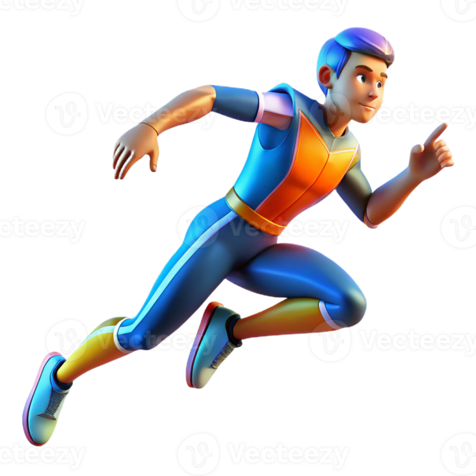 serene rustic 3D Illustration Dynamic Running Boy 4K png