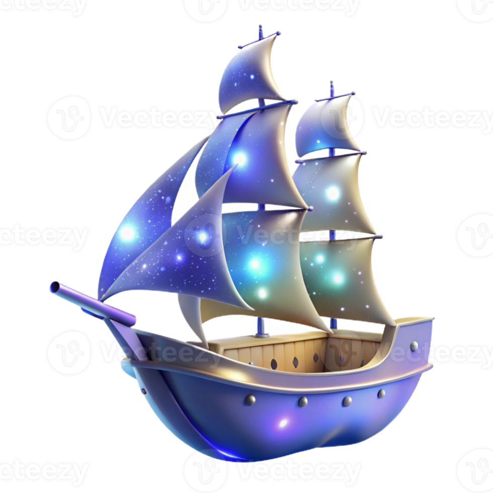 impressive artistic Starry Sailboat 3D Illustration genuine png