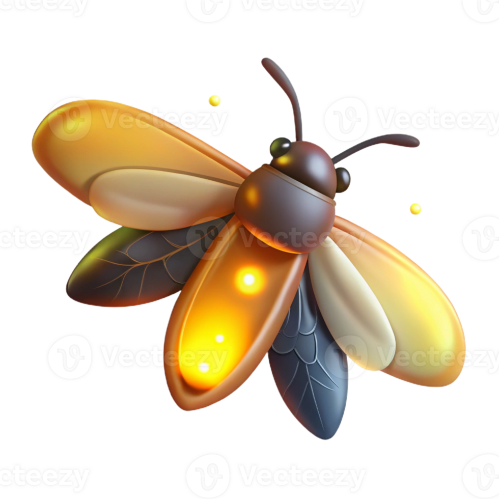elegant rustic Glowing Firefly 3D Illustration high quality png