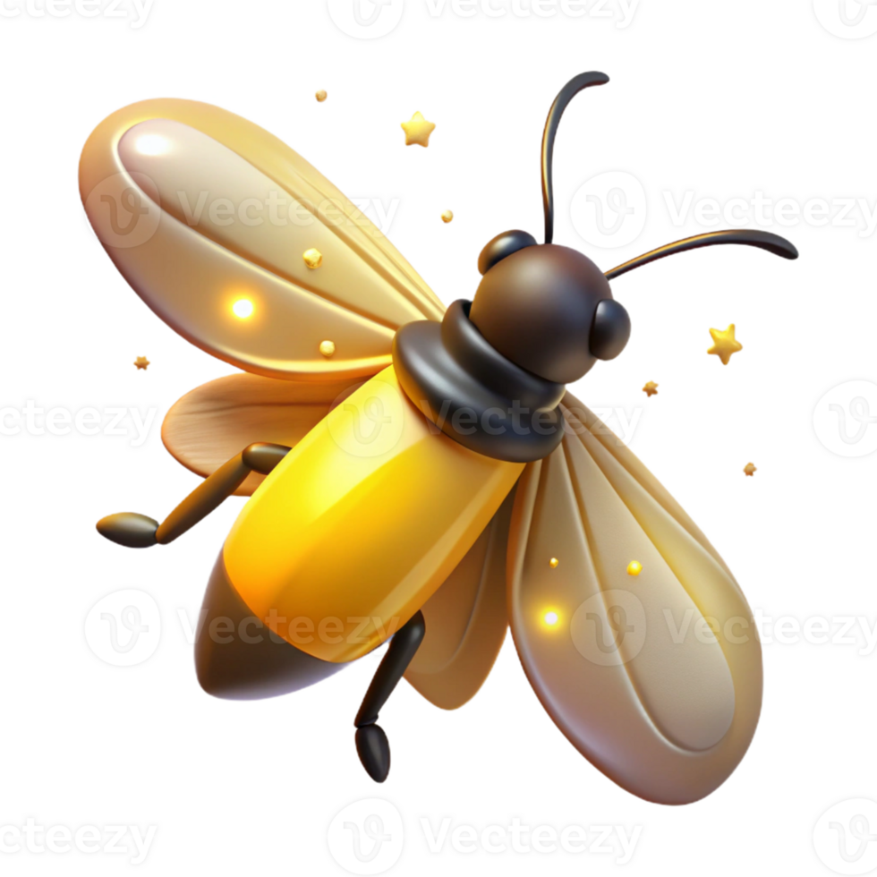 elegant abstract 3D Golden Bee Illustration high resolution png