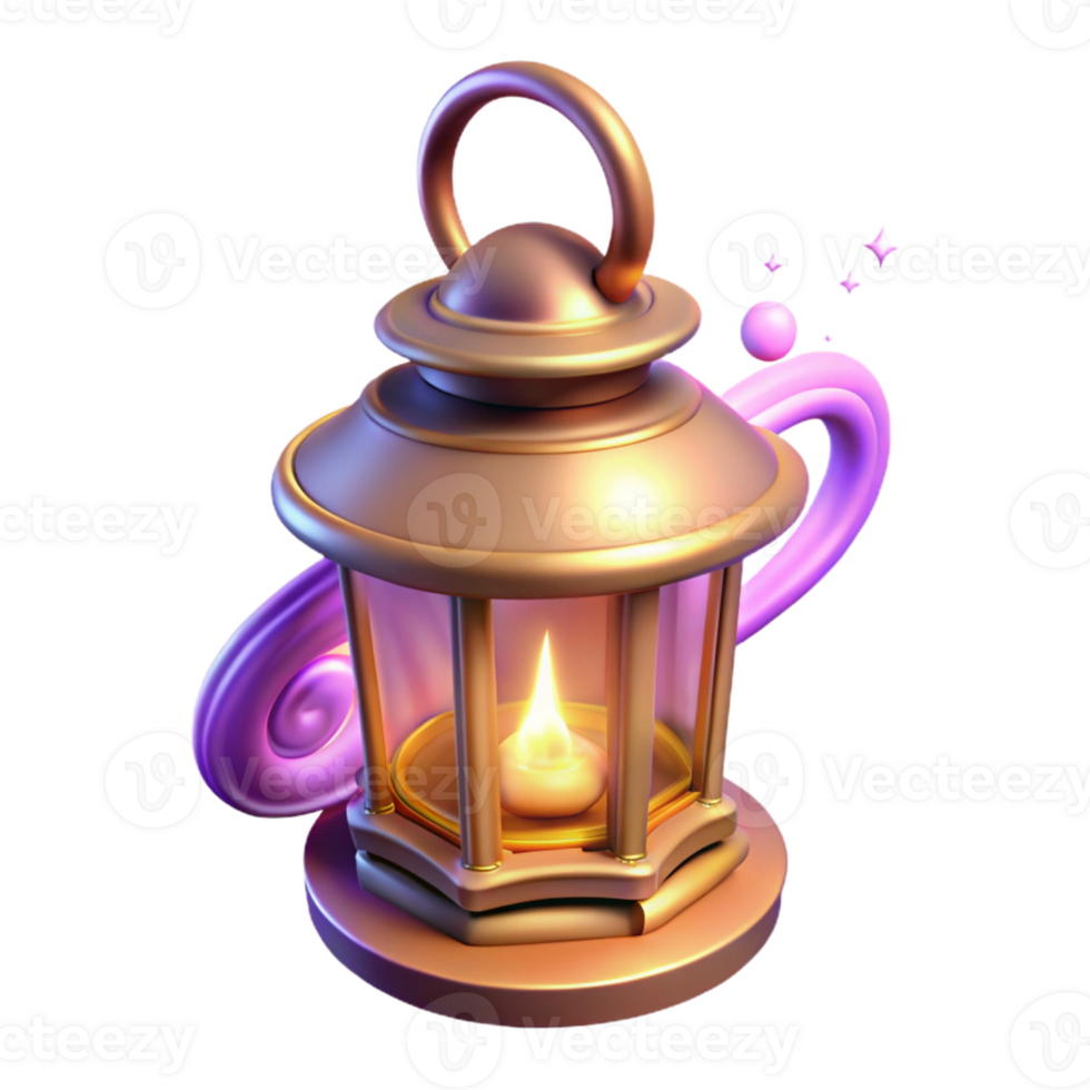 extraordinary contemporary 3D Render Golden Lantern Illustration detailed png